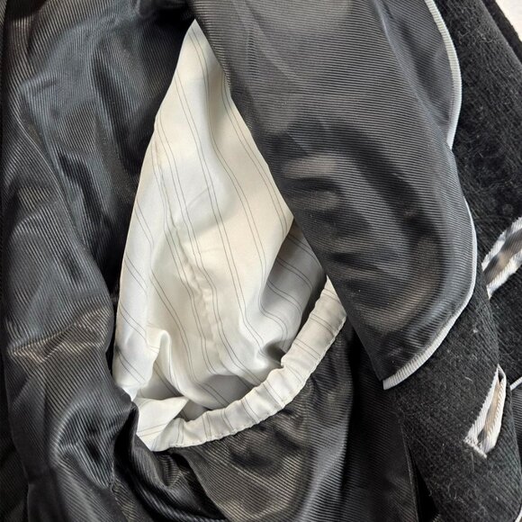 Adolfo Mens Corduroy Sport Coat Black Paisley Blazer 44R Tailored Lined Cotton - Picture 12 of 16